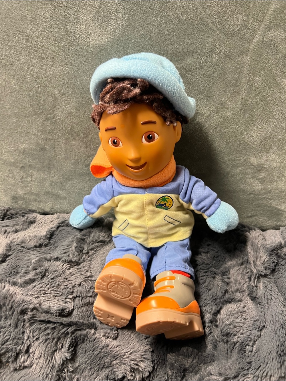 Fisher Price Dora the Explorer Diego Doll 15" Plush Body Sturdy Face Boots